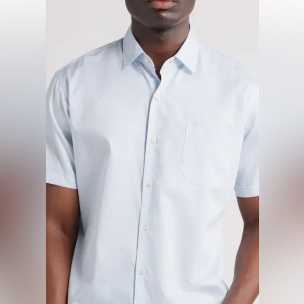 Peter Millar Hudson Microprint Short Sleeved shirt in Seaport Blue